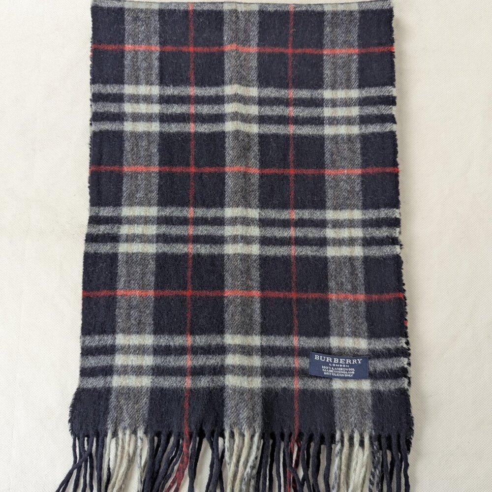Burberry Lambswool Plaid Check Scarf Black Unisex | Warm & Soft | Quick Ship - Picture 2 of 6